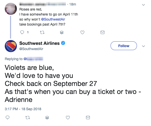 Southwest Airlines responded